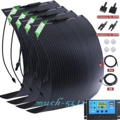 400W 200W 100W Portable Mono Solar Panel Kit Flexible PV RV Roof Camper Off-grid