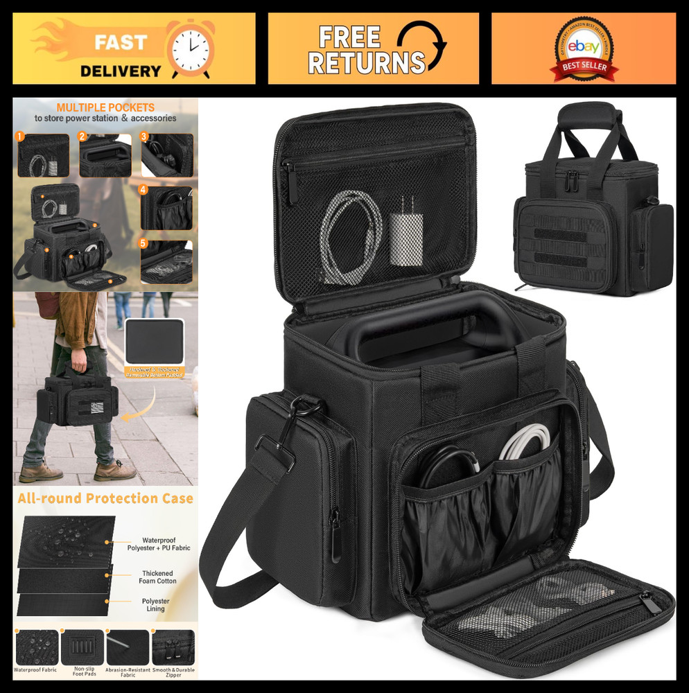 Portable Power Station Carrying Bag for Solar Generators, Travel Case with Pocke
