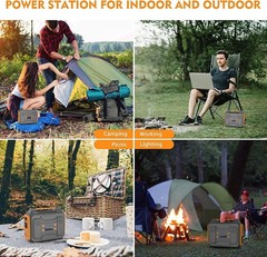 300W Portable Power Station Backup Battery Solar Generator with 60W Solar Panel