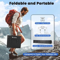 200W Foldable Solar Panel 24% High Conversion IP65 Outdoor Power Charger Black