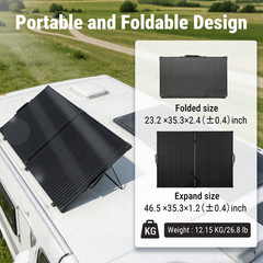 200W Foldable Solar Panel Kit,25% High-Efficiency A+ Monocrystalline Glass Panel