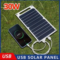 30W Solar Panel With USB Waterproof Outdoor Portable Battery Phone Charging Bank