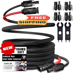 Cable de extensión solar de 9 metros, doble cable, calibre 10 AWG, con conectore