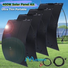 400W (100W*4) Flexible Solar Panel Kit Mono 18V PV Battery Outdoor RV Off Grid