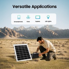 Portable Station Solar Panel Power Inverter Electric Generator Set +4 LED Light
