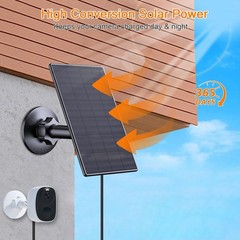 2W USB Solar Panel Charger for Security Cameras, 360° Adjustable Mount – 4 Pack