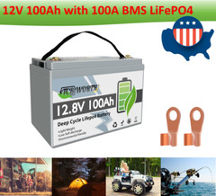 LiFePO4 12V 100Ah Lithium Battery 100A BMS Solar Off-grid Trolling Motor Boat RV