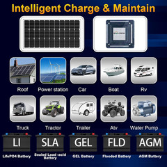 100W Solar Battery Charger Solar Battery Maintainer + Smart 10A MPPT Charge Cont