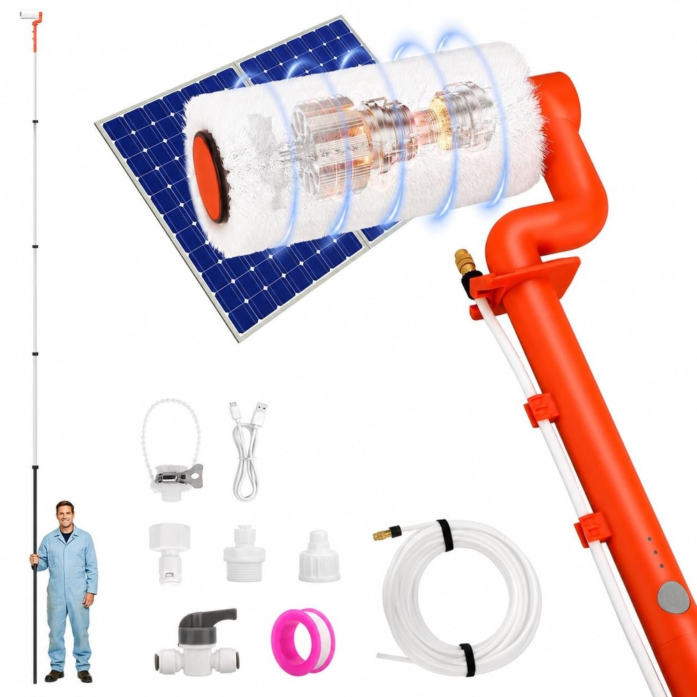 Electric Solar Panel Cleaning Kit, 20FT Telescoping Water Fed Brush
