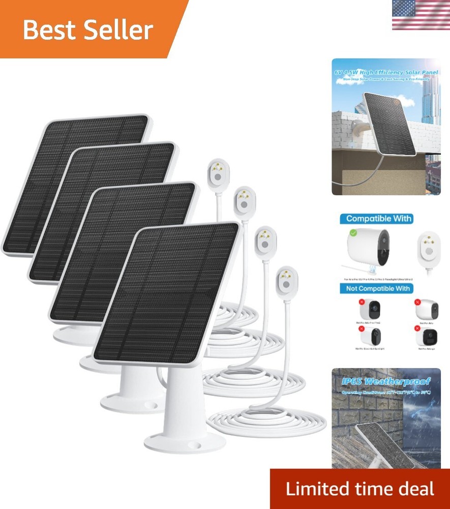 All-Weather Solar Panel Set for Arlo Ultra/Pro 3 Security Cameras – 4 Pack