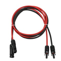 1 Pair 5 Feet Solar Panel Extension Cable Wire Connector 10 AWG Black + Red