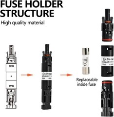 30A Solar in-line Fuse Holder Connector, IP68 1000V Male and Female Connector, f