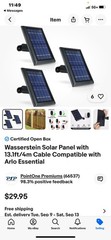 Wasserstein Solar Panel with 13.1ft/4m Cable Compatible with Arlo Essential New