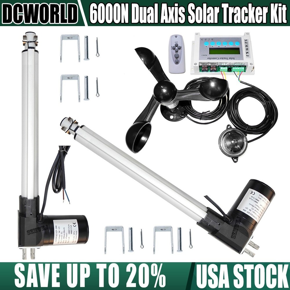 16″ Linear Actuators 12V Controller Anemometer for 6000N Dual Axis Solar Tracker