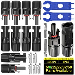 Solar Panel Connectors 12 PCS 10AWG 12AWG 14AWG Male Female Black