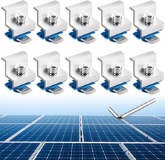 10Pcs Solar Panel End Clamp for Standard Unistrut, Aluminum 30Mm/35Mm Solar Pane
