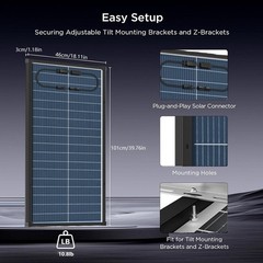 AeternaSol Bifacial 100W Solar Panel N-Type Mono Home RV Off-Grid Refurbished