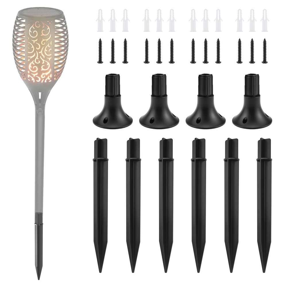 SATUY 10 Pcs Solar Light Stakes 10 Ground & Round Bases, Black
