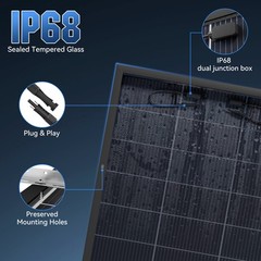 200W Bifacial Solar Panel 12V Mono 18BB High-Efficiency PV for Home/RV/Off-Grid