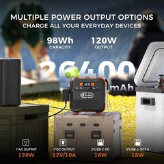 Portable Power Station 120W with 98Wh Capacity – Ideal for Camping & Emergencies