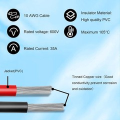 Solar to XT60i Cable 10AWG 30FT for Solar Panel to Portable Power Station Gen…
