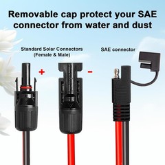 10AWG Solar Panel SAE Adapter Cable 3FT Extension Wire with Polarity Reverse for