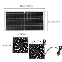 Solar Powered Fan 30W Waterproof Solar Panel Dual Exhaust Fan for Chicken Coop