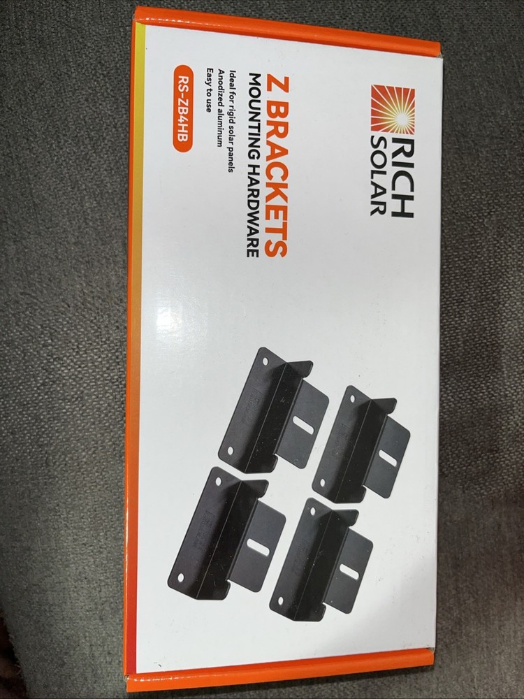 Solar Panel Z Bracket Mount – Lightweight Anodized Set of 4 Z Brackets Black