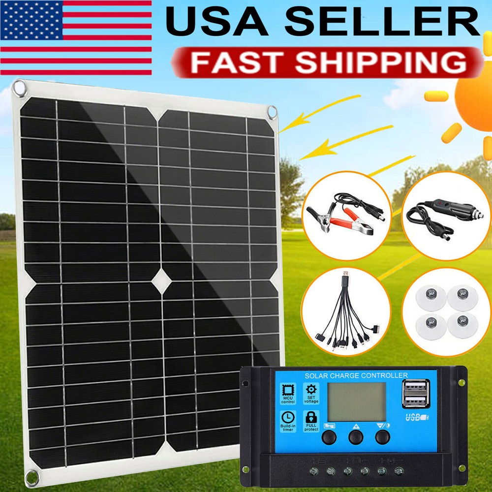 200 Watts Solar Panel Kit 100A 12V Battery Charger w/ Controller Caravan Boat RV