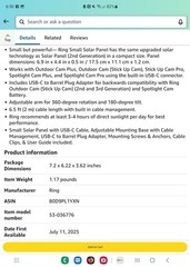Ring Camera Small Solar Panel Sealed