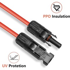 5FT Solar Extension Cable with Connectors for Solar Panel System Black Red
