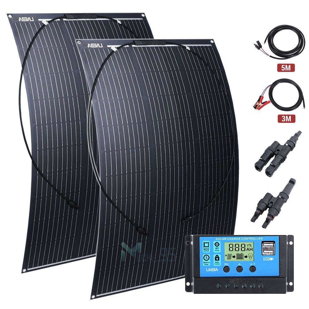 Kit de panel solar de 100/200 vatios 30A 12V Cargador de batería con controlador