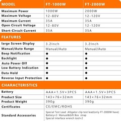 Durable FT-2000W Solar Tester: 150V/35A, Waterproof, CAT III/CAT IV Rated