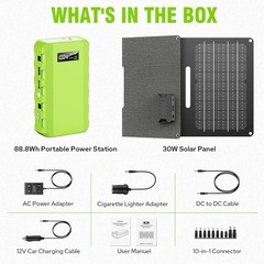 24000mAh/65W Solar Generator 30W with Panels Included, 88Wh Portable Power St…