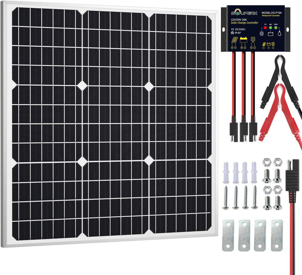 50W 12V Waterproof Solar Panel Kit for Boat, Car, RV, Motorcycle Charging