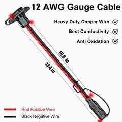 SAE Quick Connector Harness 1FT 12AWG Type 2 Male Plug to Female Adapter