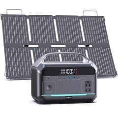 Portable Power Station 600W with Solar Panel, 288Wh LiFePO4 Battery, Grey
