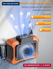 Koonie 10000mAh Waist Clip Fan with Solar Panel, 30H Working Time, Personal LED