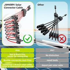 Solar Connectors for 6 Panels, Waterproof Parallel Adapter
