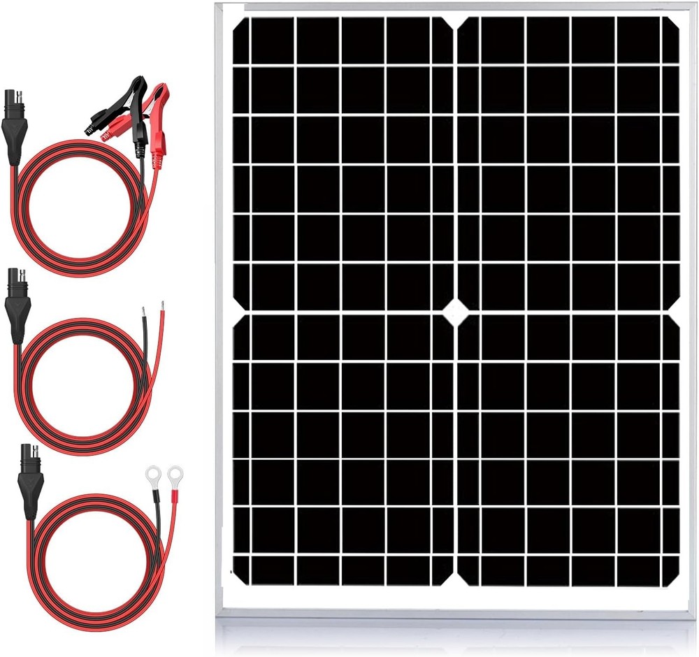 24V Waterproof Solar Battery Trickle Charger & Maintainer – 20 Watts Solar Panel