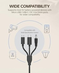 6W Solar Panel Charger for Ring & Trail Cameras, 5000mAh Battery, IP65 Waterproo