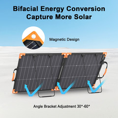 100W Portable Solar Panel Bifacial IP68 Waterproof Power Backup Solar Charger