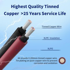 SJZ Sun Run Solar Extension Cable 10Awg 50Ft 6Mm2 Pv Wire
