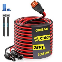 25FT 10AWG Solar Panel Connector XT60i Adapter Extension Cable with Caps & Ties