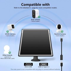 360° Adjustable 8W Solar Panel for Eufy, Wyze, Reolink – Fast & Weatherproof