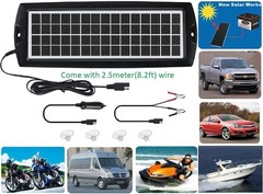 5W 12V Solar Car Battery Trickle Charger & Maintainer Kit (Waterproof)