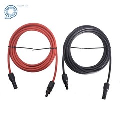 10 AWG Solar Panel Extension Cable Wire Connector 1 Pair 15ft Black + Red