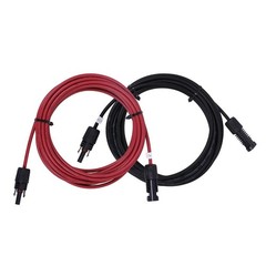 20FT 12AWG Solar Extension Cables, Male & Female Connectors, Black & Red Pair