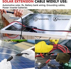 40FT Solar Panel Extension Cable 10AWG with Waterproof Connectors for RV