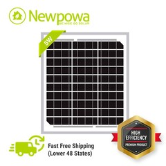 Newpowa 5 Watt 12V New Mono Solar Panel Tricke Charge RV Marine Boat Off Grid